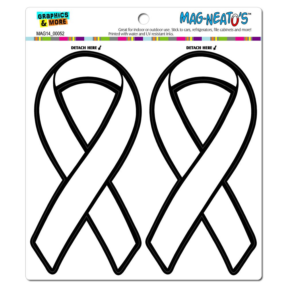 GRAPHICS & MORE White Awareness Support Ribbon Lung Cancer Automotive Car Refrigerator Locker Vinyl Magnet Set