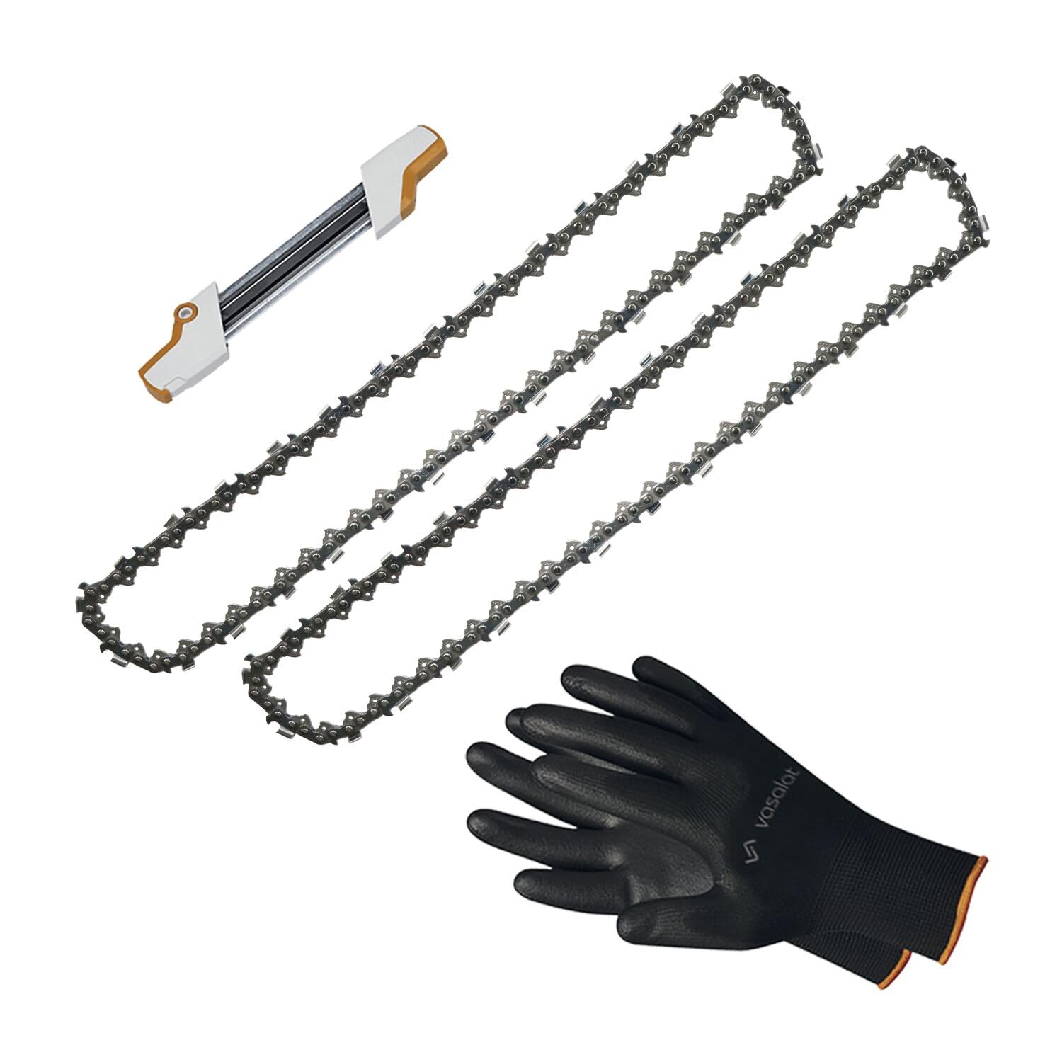 Kettensäge Zubehör - 2x Sägekette 40cm Rapid Micro 3 Pro Ersatzkette + 2in1 Feilenhalter mit Feile 4,8mm