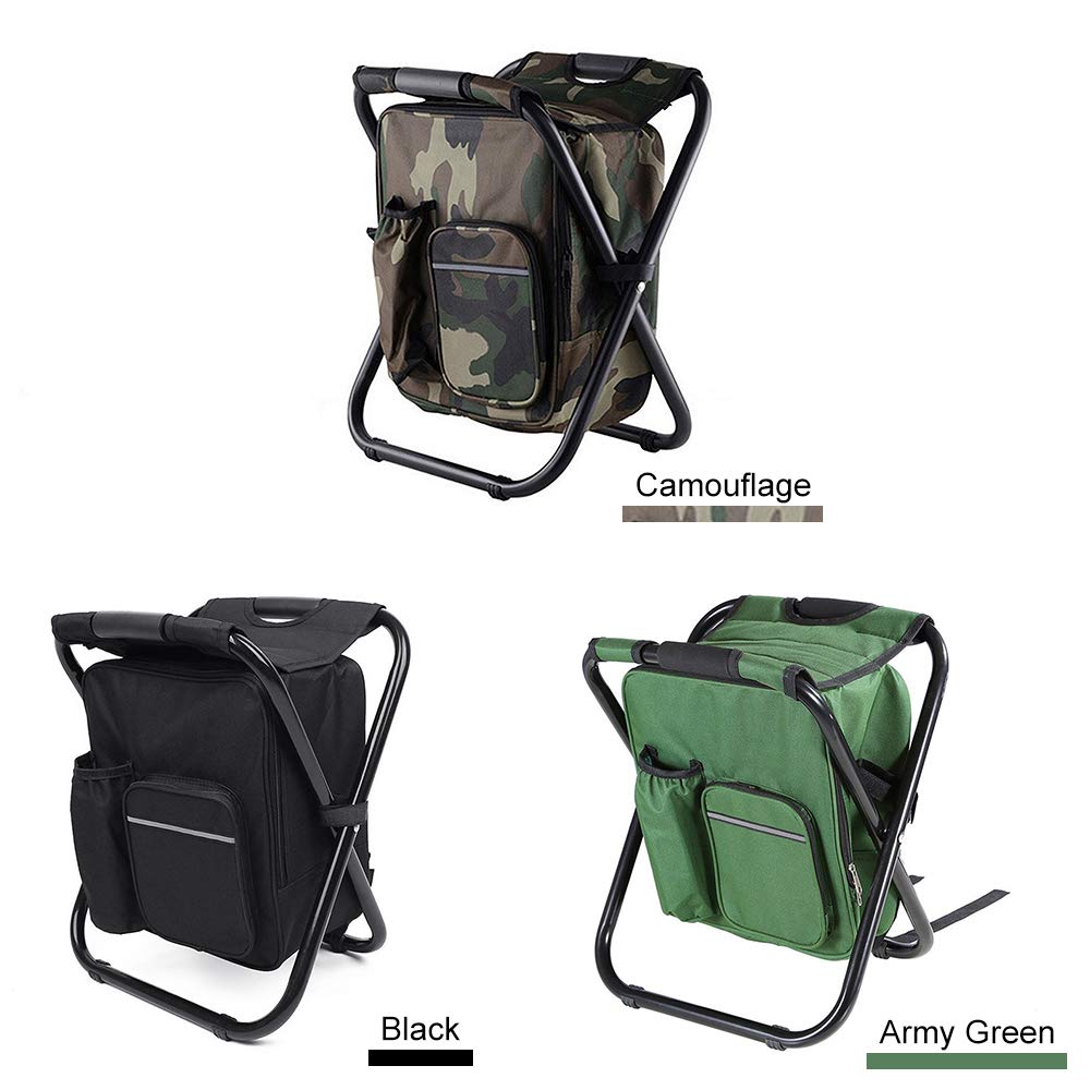 Sgabello pieghevole da esterno, zaino portatile con dispositivo di raffreddamento isolato, per campeggio, pesca, escursionismo, attività in spiaggia