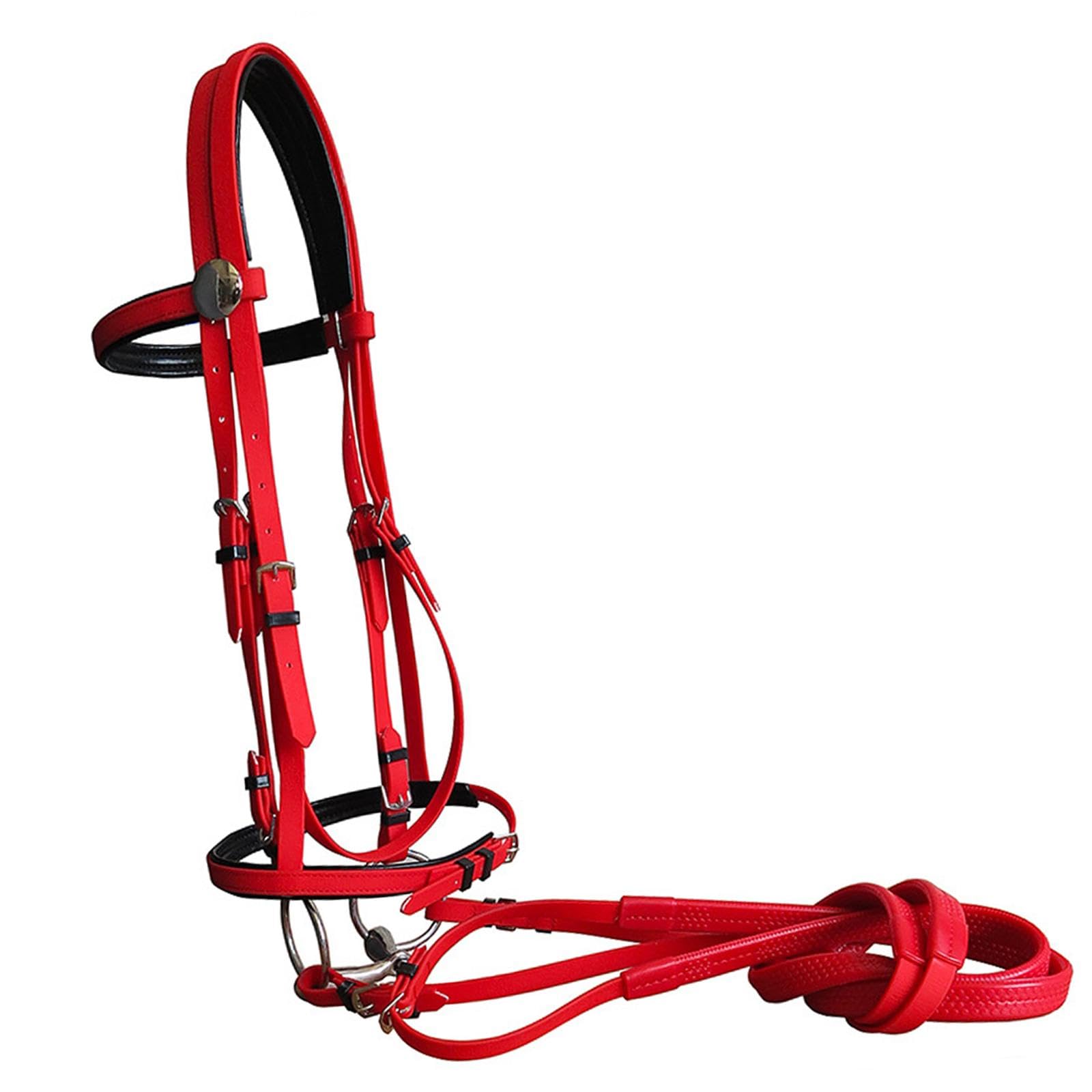 COSMO LADY Horse Bridle with Rein Durable Side Pull Bridle Reins Halter Equestrian Gear L Size Red
