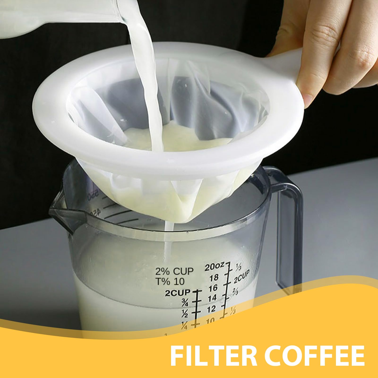 Kefir Sieb 2er Set - Feines 200-Mesh Nylonsieb Für Joghurt & Milchsäure