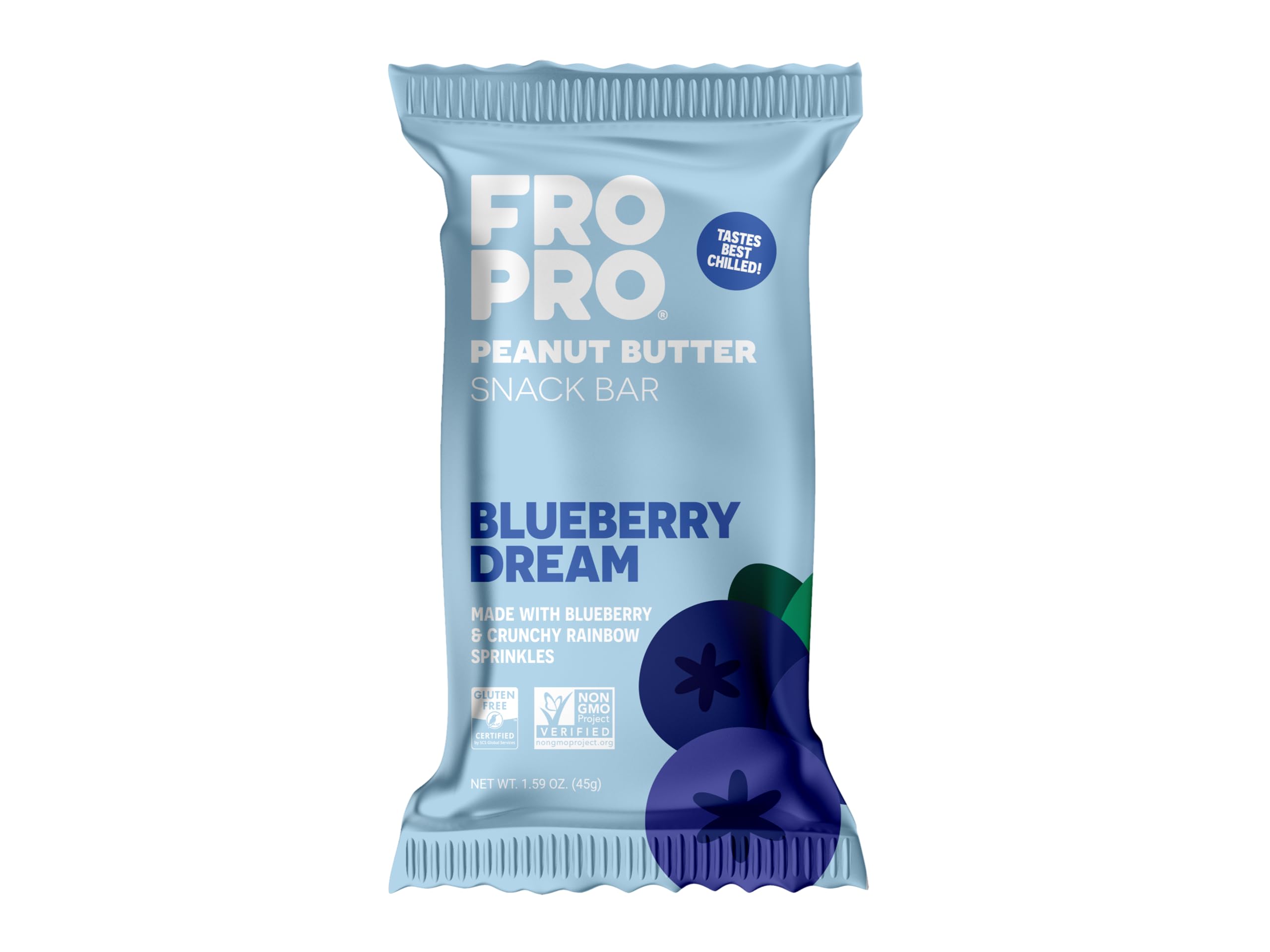 FROPRO Plant Protein Snack Bars - Plant Based Protein Bars, All-Natural, Gluten, Dairy, & Soy Free, High Protein Bars with Low Calories | Blueberry