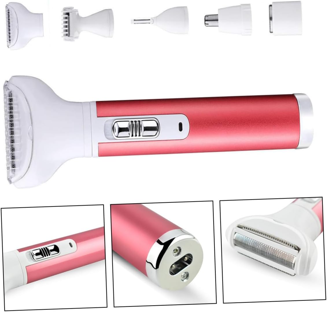 5-in-1 USB Rechargeable Women's Hair Removal Kit Eyebrow Trimming Cutter Nose Hair Trimmer Portable Dehairing Tool for Personal Grooming