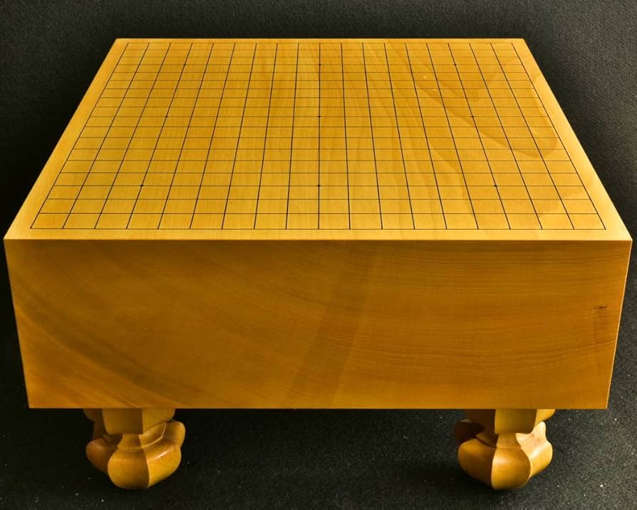 【送料込み】囲碁盤　木製　脚付 Amazon | 囲碁盤セット 新かや2寸接合足付碁盤竹セット翔（足付