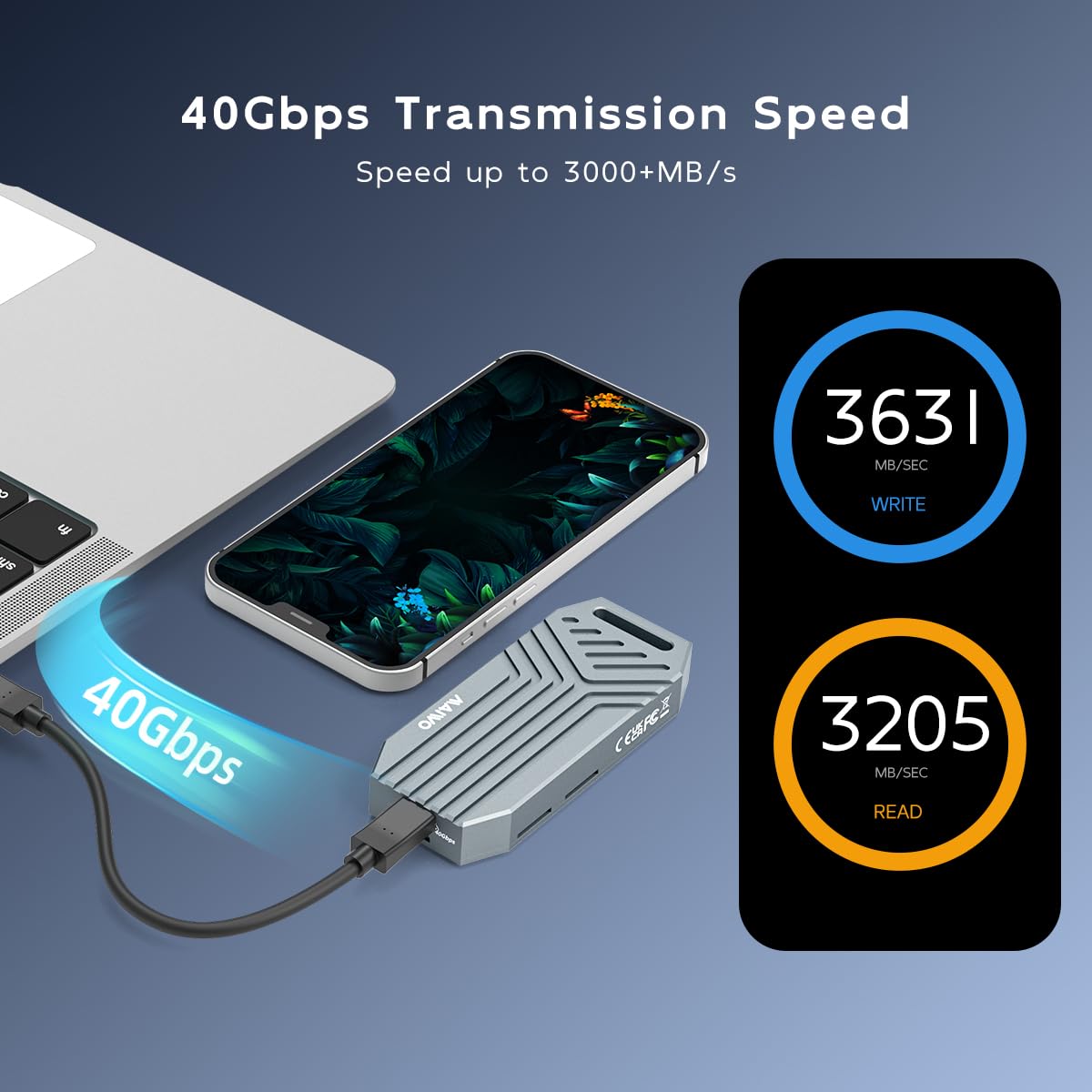 TB4 NVMe Enclosure 40Gbps USB4 M.2 NVMe SSD Enclosure con ventola di raffreddamento, custodia in alluminio senza attrezzi, compatibile con Thunderbolt4/3 USB3.2/3.1/3.0 capacità 8TB