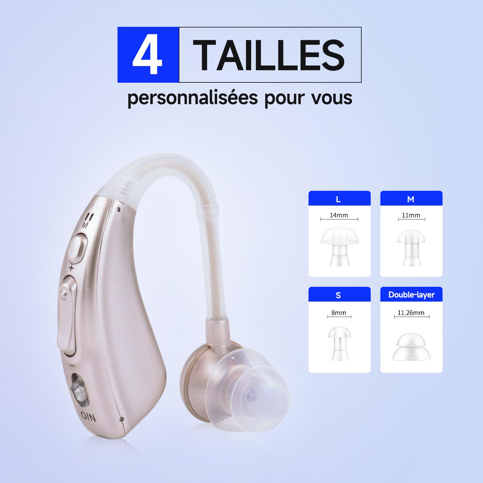 Appareil Rechargeable, Longue durée de Vie, qualité sonore Haute définition, Fonction de réduction du Bruit (A313-bleu) (Argent)