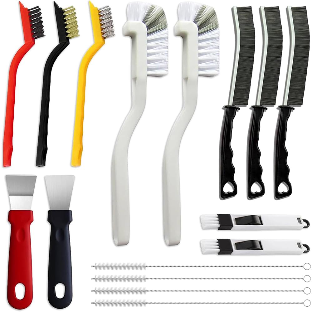 Cleaning Tools Set 16 Pieces, Crevice Cleaning Brush Kit with Hard Bristles for Gaps, Tracks, Tiles and Corners