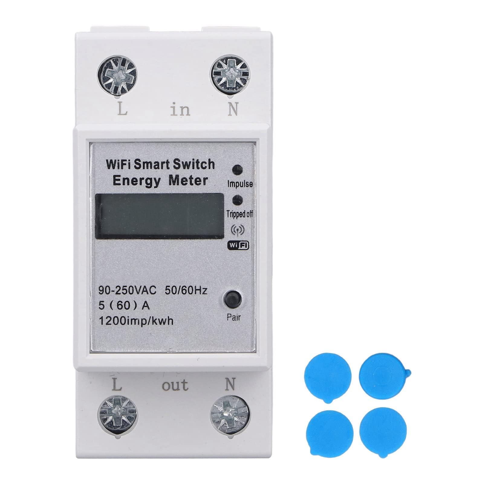 Medidor Energía Inteligente WIFI Monofásico 2P LCD Monitor Consumo para Tuya ZMAI-90 Carril DIN Hogar