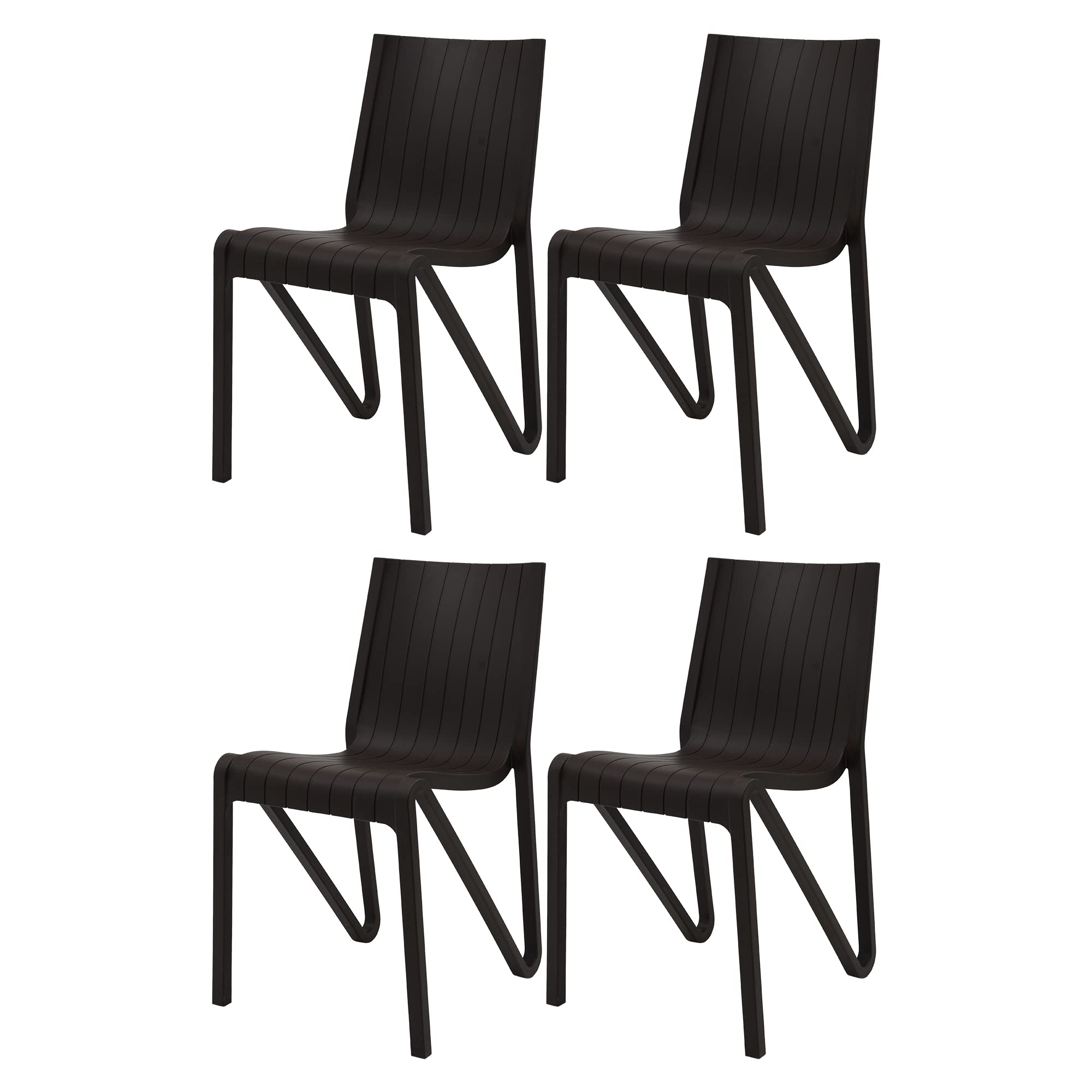 Supreme Furniture Zyleg Plastic Without Arm Chair | 40 Months Warranty | Durable with Modern Curved Backrest| Indoor Outdoor Seating for Home Office Garden Cafeteria Restaurant | Set of 4 | Wenge-picture-23