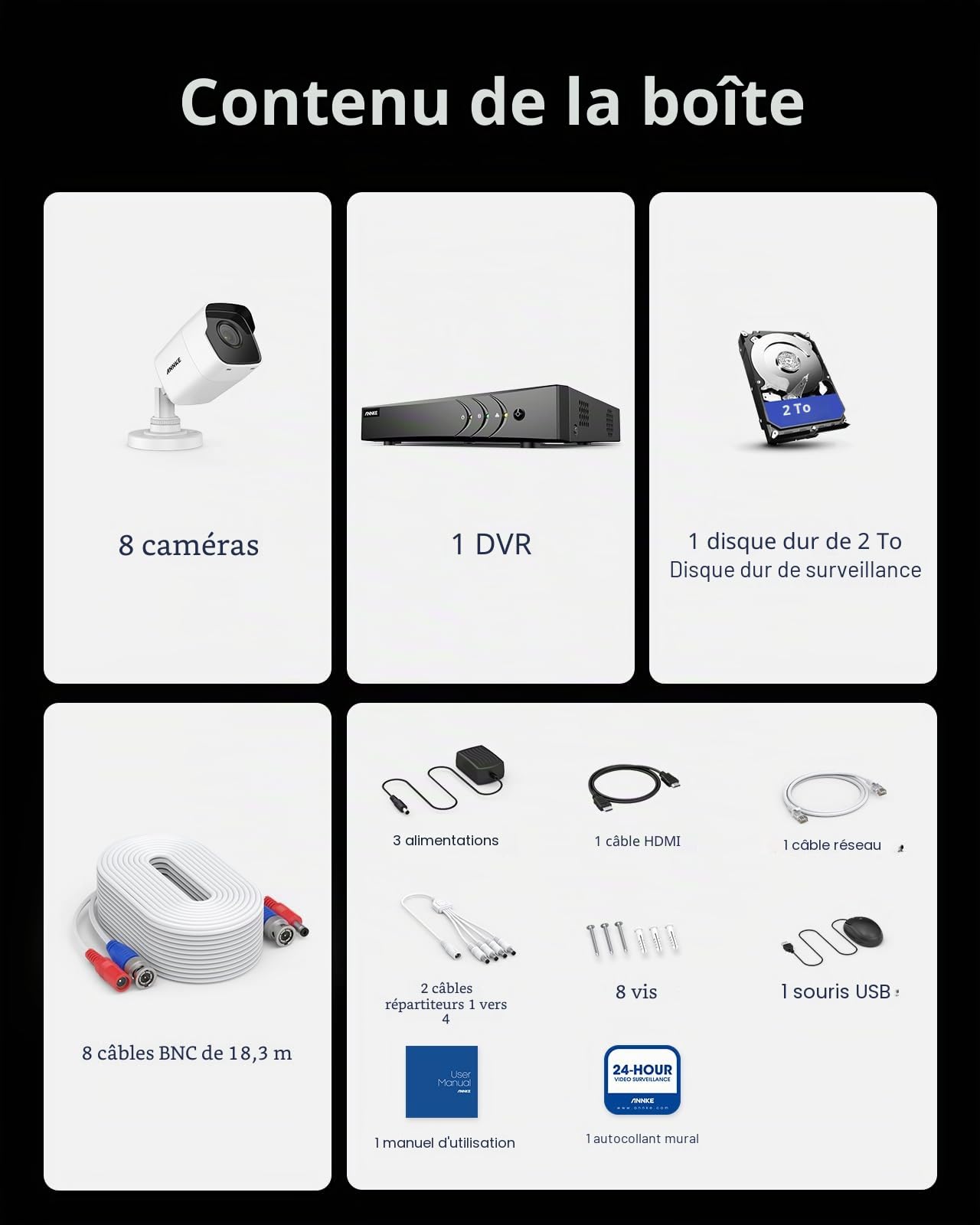 ANNKE 5MP Kit de Surveillance Extérieures Filaires, DVR 8 Canaux,2TB HDD | Détection de Personne/Véhicule, 8x Analogique Caméras de Vidéosurveillance, Vision Nocturne de 100ft, Accès à Distance,IP67