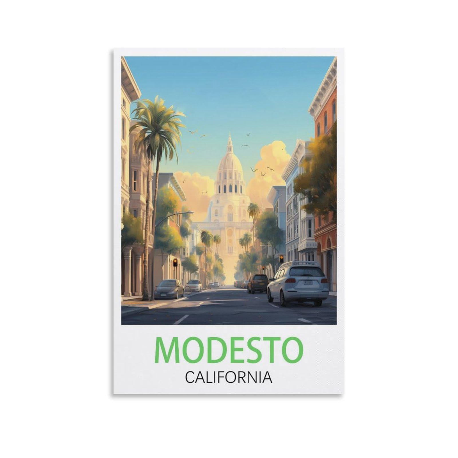 Vintage Metal Tin Sign Travel Tin Signs Metal Poster Wall Decor Office Cafe Bathroom Badroom Modesto California Posters 30x30cm