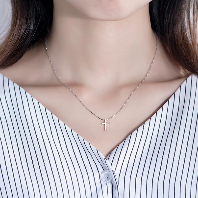 S925 Sterling Silver Small Dainty Cross pendent necklace for women Jewelry - Image 5