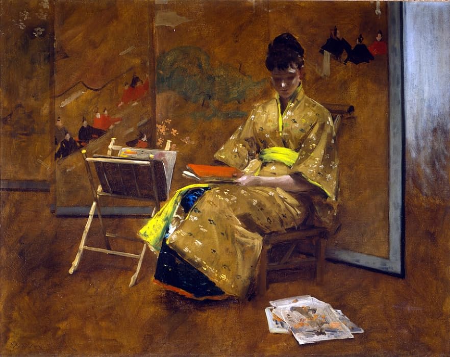 Toile une fille en robe le kimono William Merritt pour sublimer un grand mur vide de salon