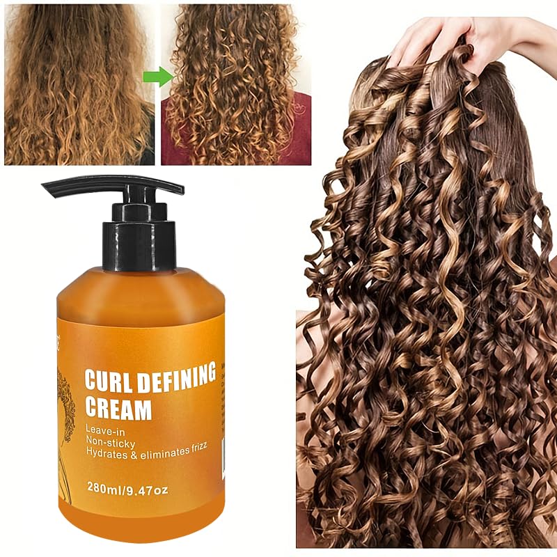 GZE Curl Defining Cream Leave-in Non-stick Hydrates & eliminates frizz, Hair-Smoothing Anti-Frizz Cream to Define All Curl Types & Hair Textures Curling Perfection Cream For Women and Men, Brown - Image 3