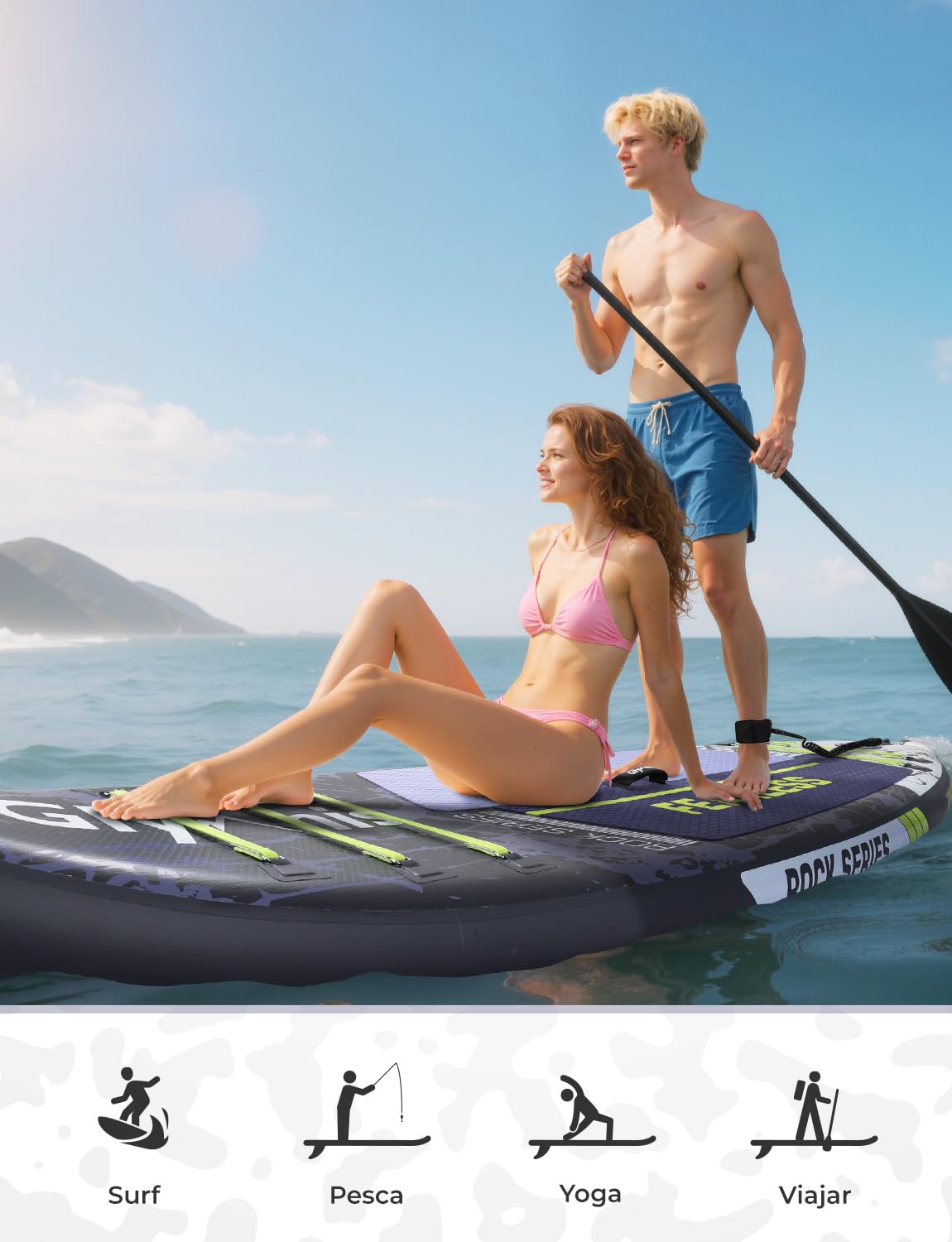 Glymnis Tabla Paddle Surf Hinchable, Tabla de Sup Stand Up Paddle Board de 320×81×15cm, Tabla de Surf de Remo con Bomba de Aire Ajustable y Accesorios Completos