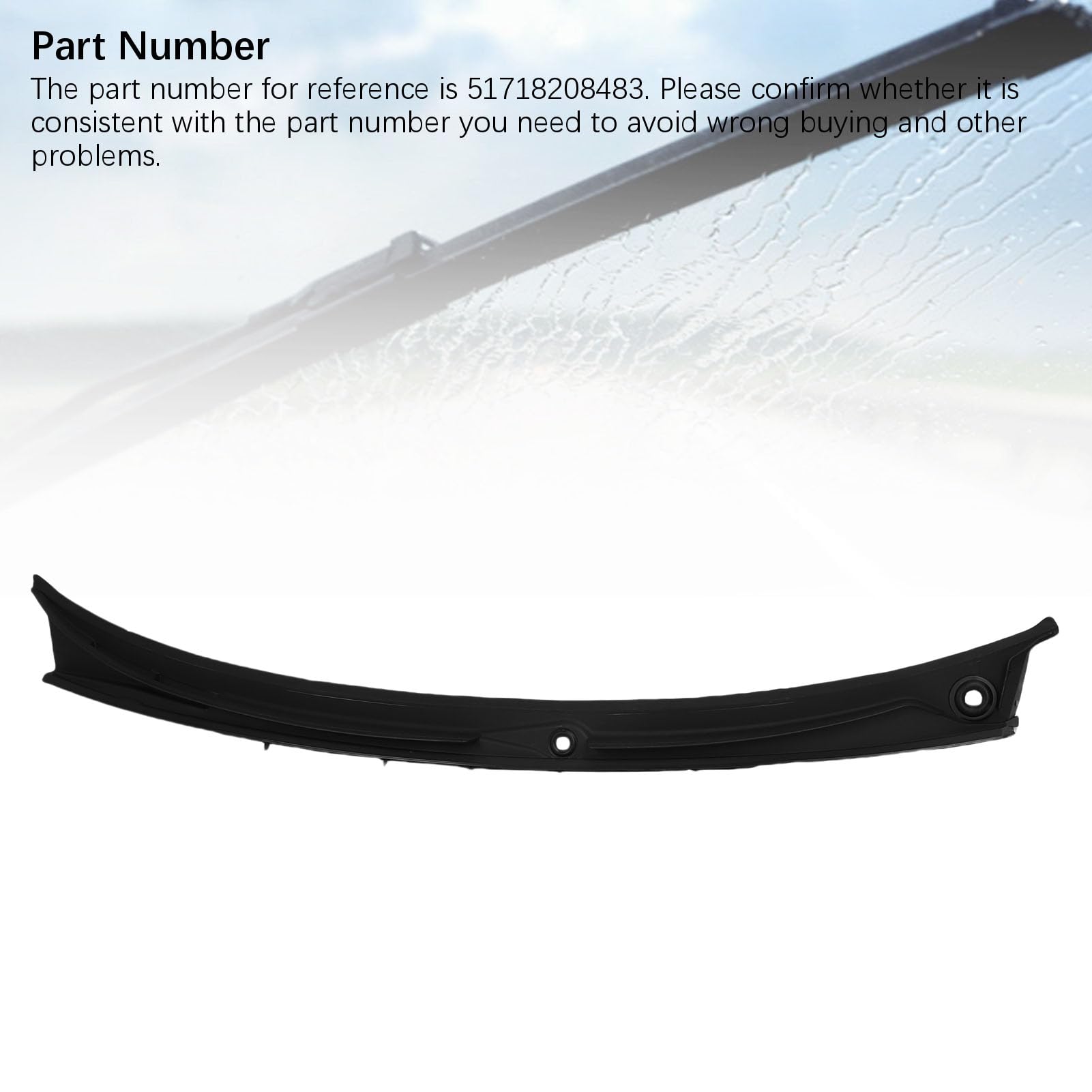 Generic 51718208483, Limpiabrer Cowl Ventughlet Wabkingswiper Cowl Panel de Cobertura Reemplazo de ABS para 3 Series E46 1997-2006 para Vehículo