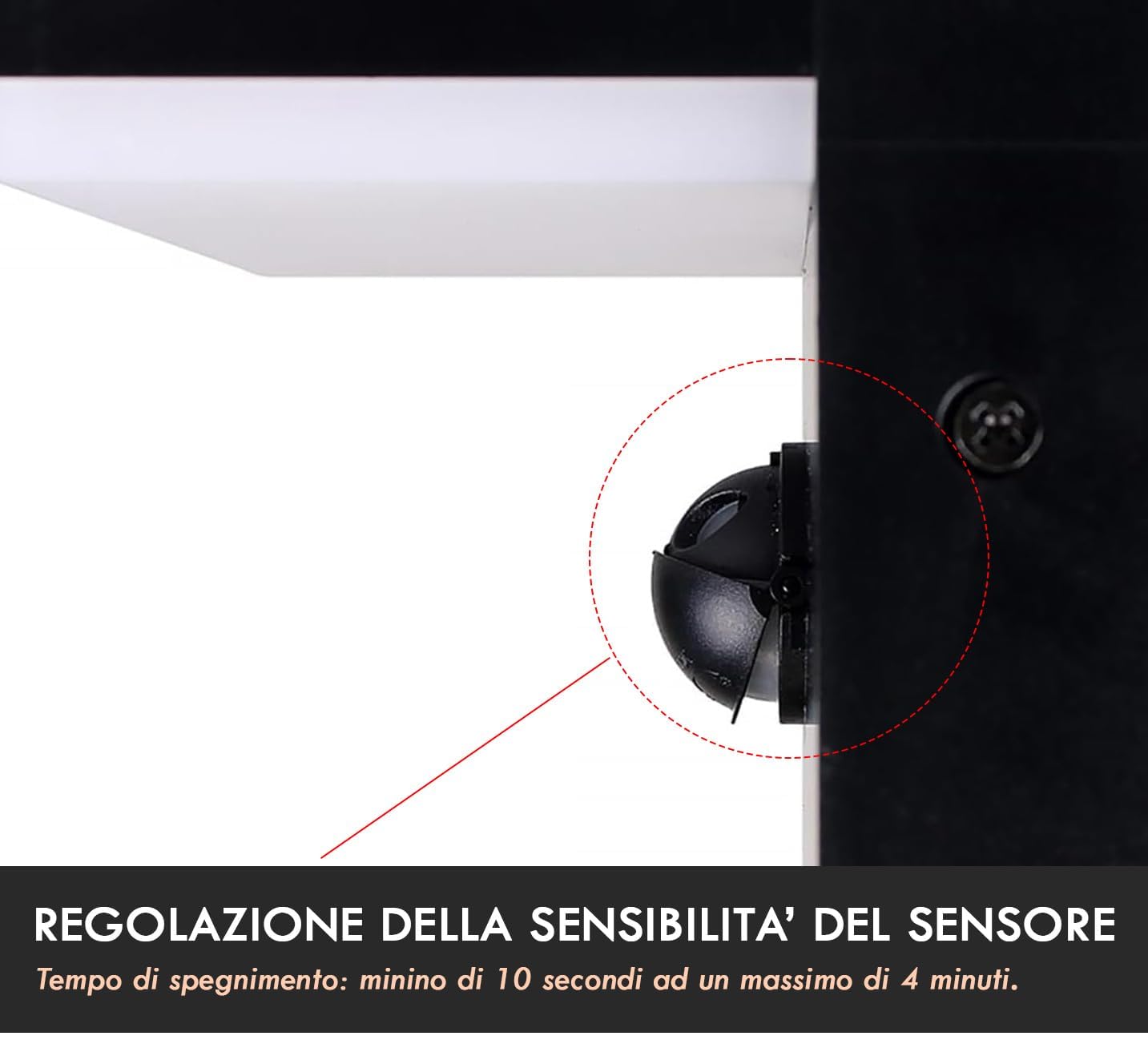 Planetitaly - Applique da Esterno LED 10W, Faretti Applique da Parete Lampada da Muro Colore Nero Design Moderno, Sensore di Movimento con Crepuscolare, Luce Resa 100W, Protezione IP54, 230V (CCT)
