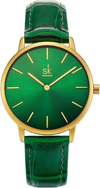 SHENGKE Creative Contrast Color Simplicity Women Watch Genuine Leather Elegant Women Watches Ladies Wristwatch
