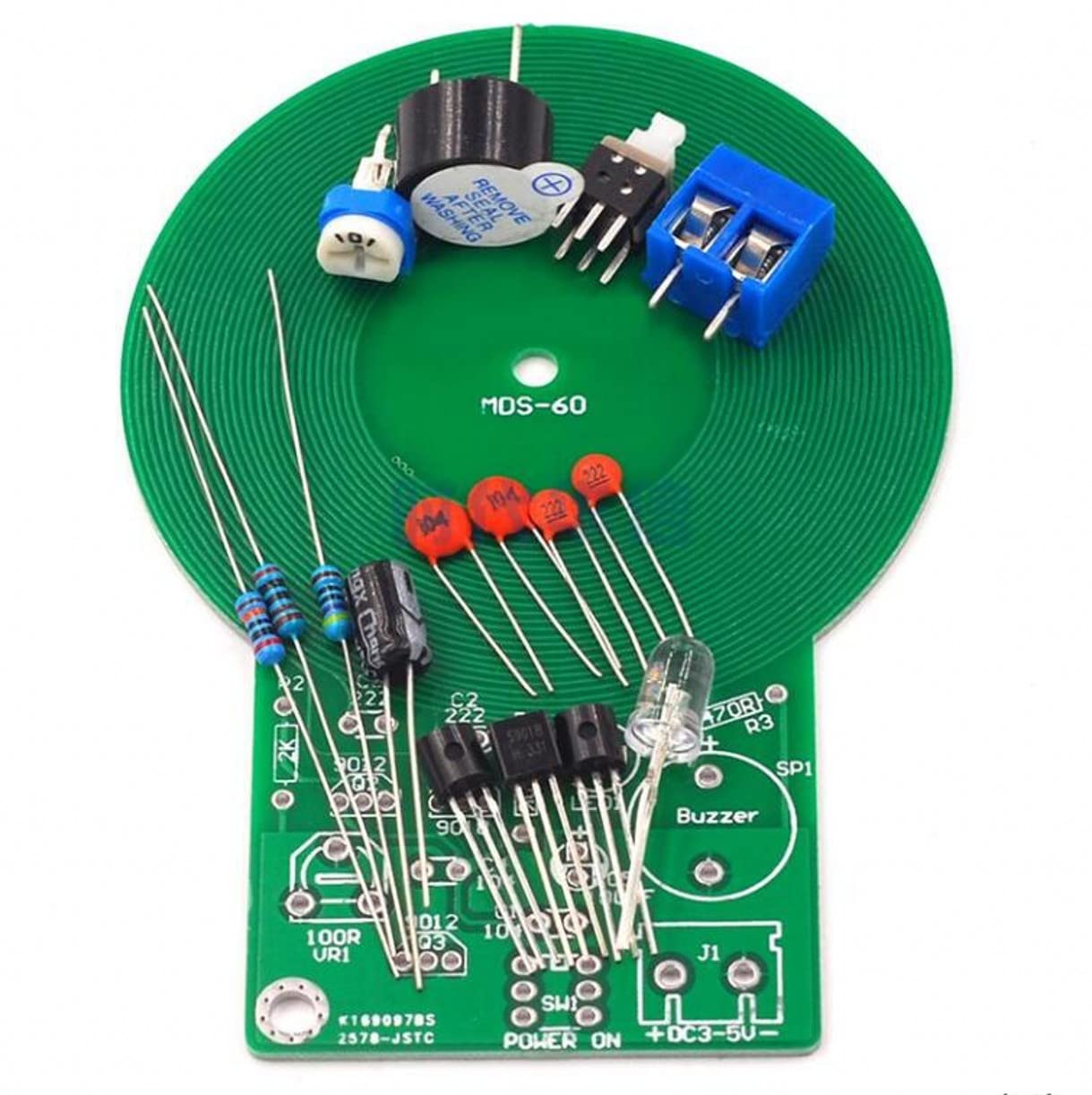 WellieSTR 2 Sets DIY Metal Detector Kit MDS-60 DC 3V-5V 60mm Non-Contact Sensor Board Module Metal Detector