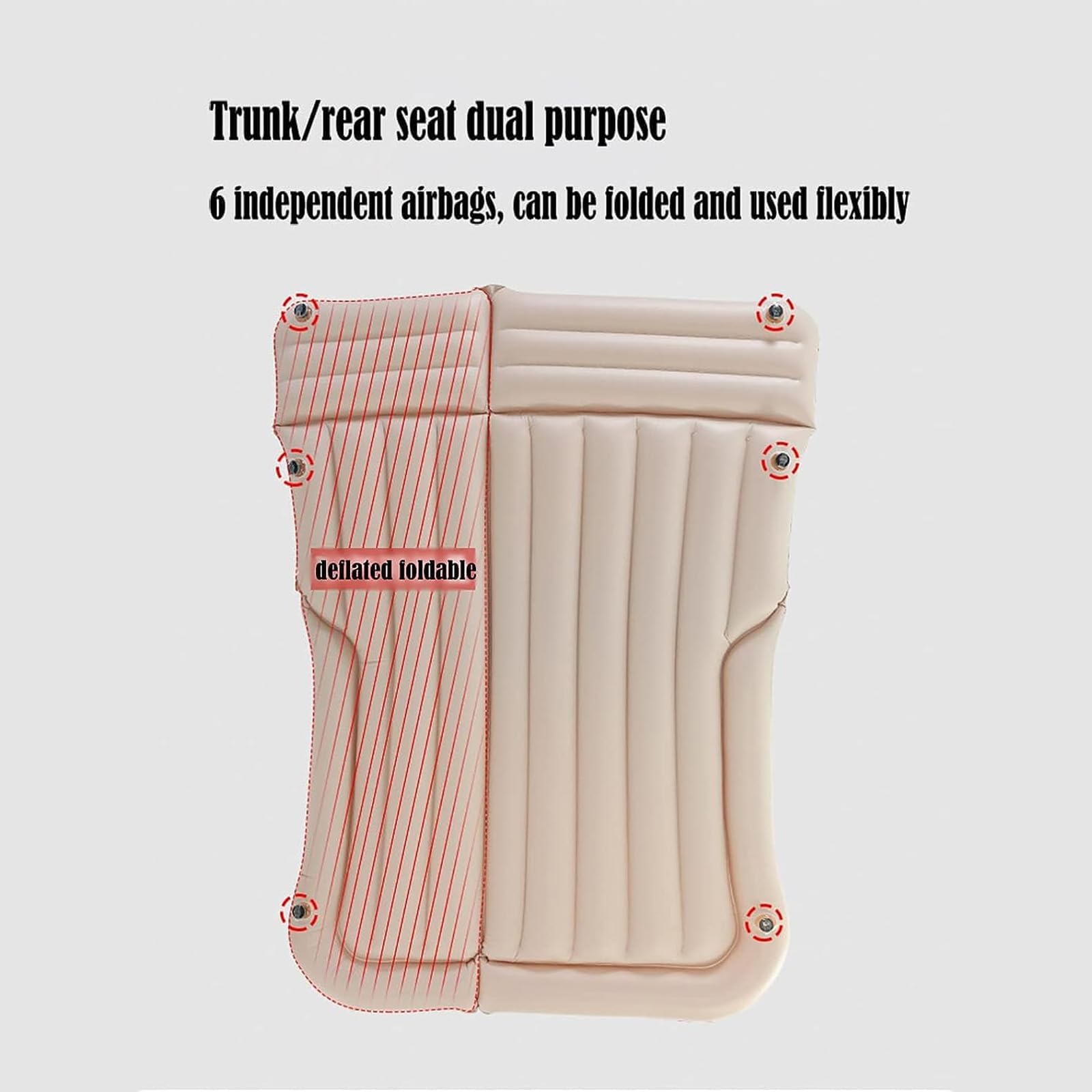 Letto Gonfiabile per Auto per Jeep Compass Cherokee Renegade Grand Cherokee Wrangler, Superficie in PVC Floccato Materasso per Auto Portatile Materasso da Viaggio Accessori,Beige