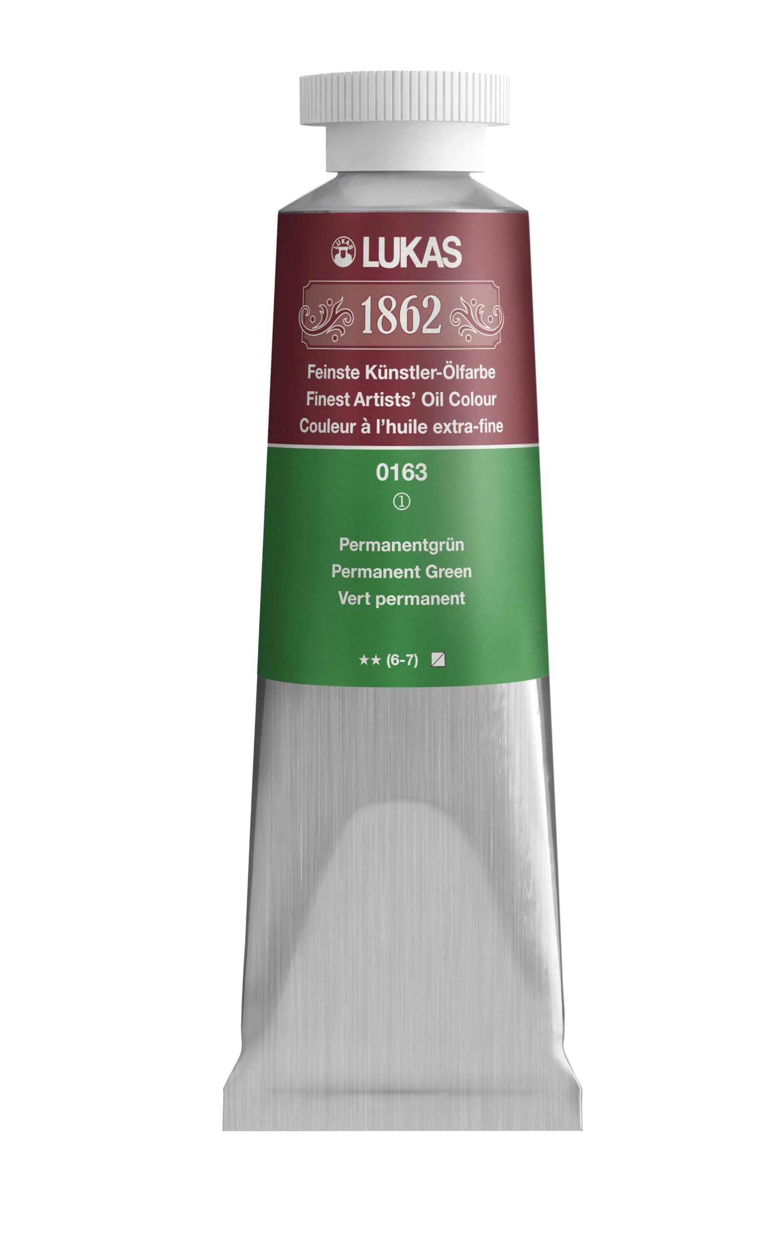 Lukas 1862 Professional German Oil Paint, Permanent Green 37 mL - w/Beeswax & Non-Yellowing Sunflower Oil, Short Drying Time, Smooth, Outstanding