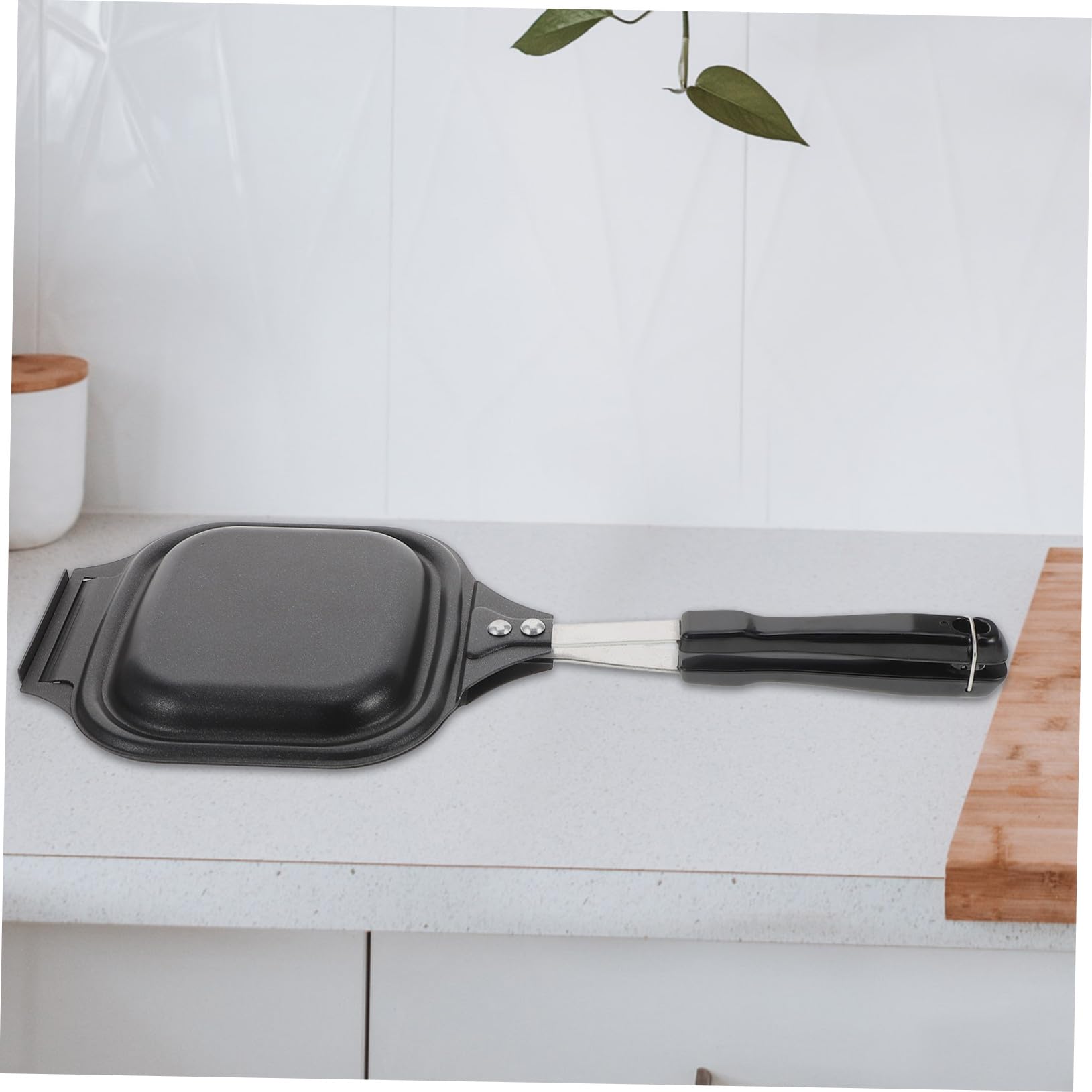 Sartén Desmontable Doble de Hierro Negro para Sándwiches