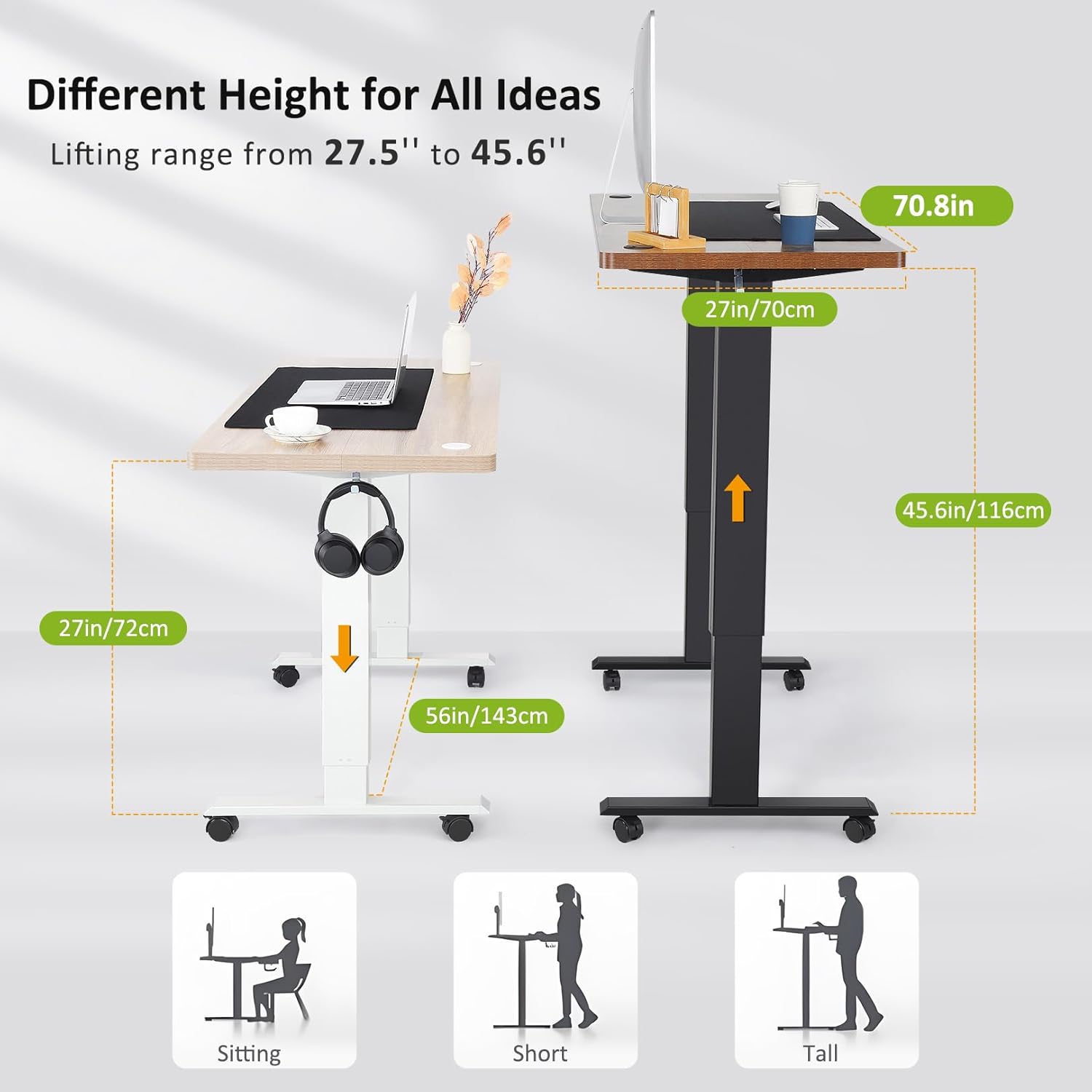 farexon Electric Standing Desk Adjustable Height, 71 x 28in Sit Stand up Desk with Outlets, Mouse Pad,Wheels,3 USB Ports & 3 Power Outlets, Casters, Hooks,4 Memory Preset Heights Home Office,Oak