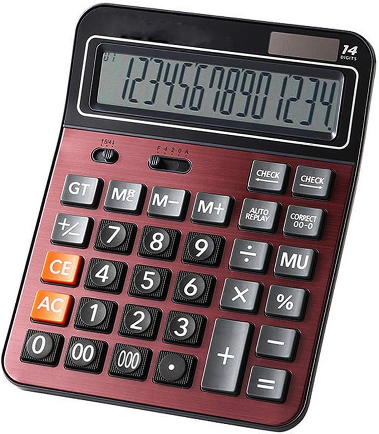 Mengshen Solar Battery Desktop Calculator Large Dual Power Standard Function Business Calculator with 14 Digit Large LCD Display Convenient for Office & Home
