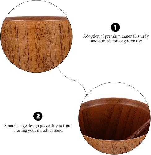 Miniatura 5 de Hemoton Taza de café de madera con cuchara y posavasos, tazas de té espresso vintage con platillo, taza de leche natural, vasos de madera para beber