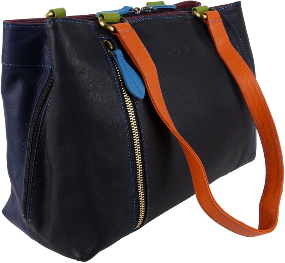 Rowallan Of Scotland - Bolso De Hombro Grande De Cuero Arcoíris Para Mujer, Color Negro, Talla única, Negro Multi