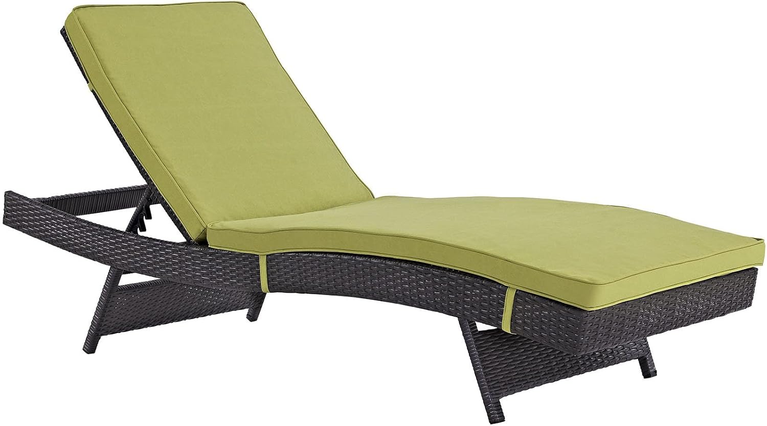 Pemberly Row Adjustable Patio Chaise Lounge, 78.5" x 27.5" x 37.5", Synthetic Weave and Powder-Coated Aluminum Frame, Espresso and Orange Finish, Water and UV Resistant Outdoor Lounge Furniture