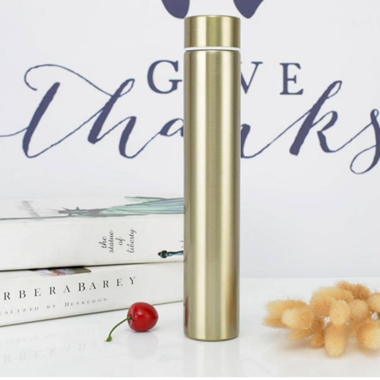 Stainless Steel Insulated,Small Stainless,Sports Water Bottle,Leak Proof Water Flask, Keeps Drink Cold and Hot,BPA Free (Golden)