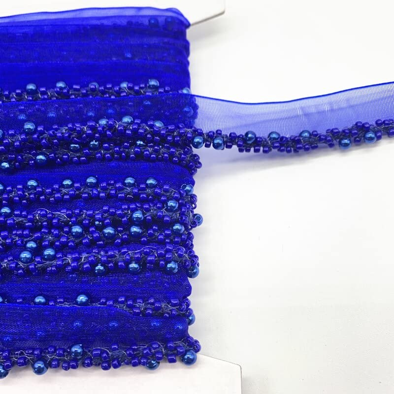 Tissu brodé perles ruban dentelle 16mm galon col en coton de qualité