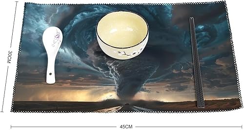 Miniatura 2 de Tornado Natural Disaster Placemats Set of 6 Resistant Table Mats Washable Place Mats for Dinner Party Table Decoration