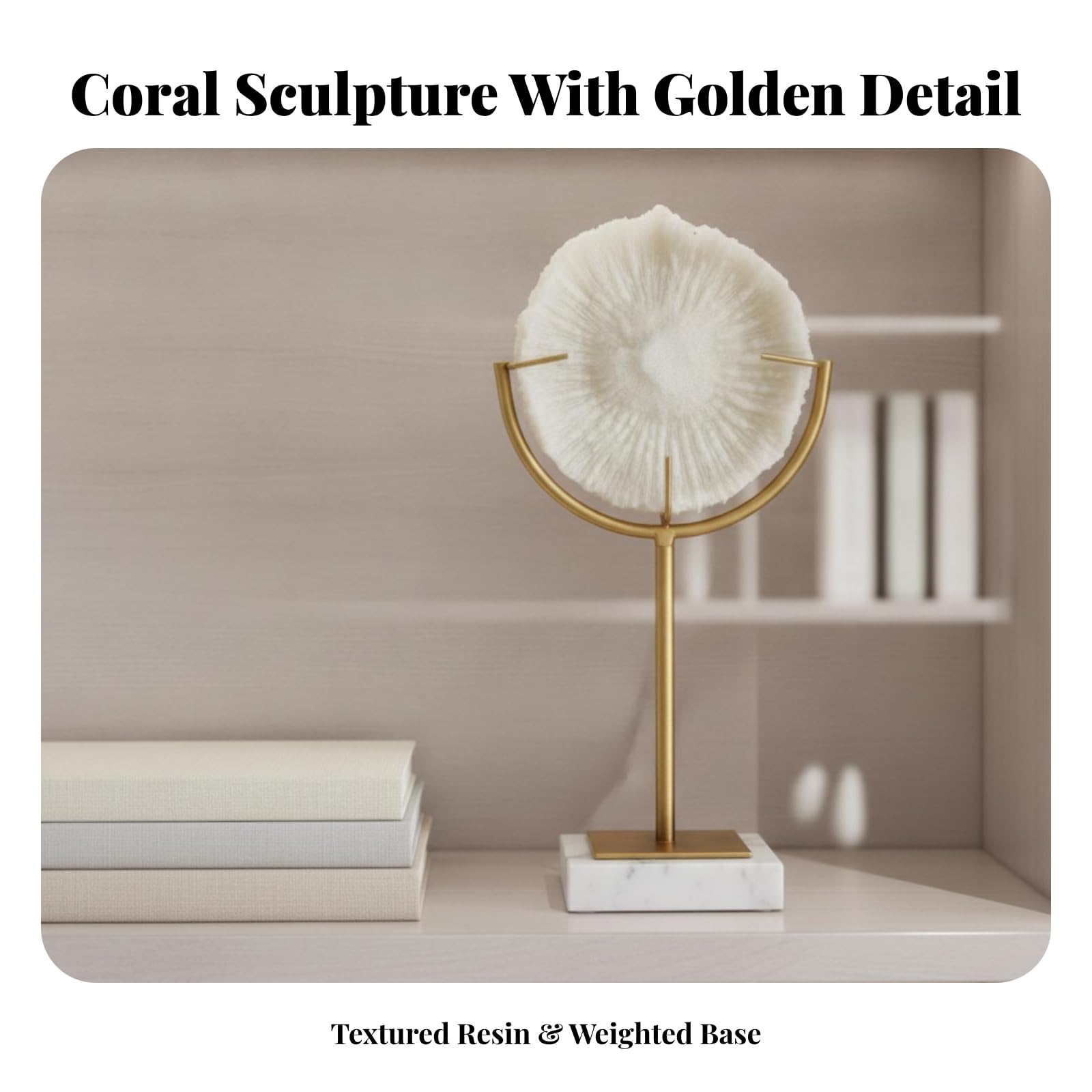 Coral corativo Elegante | Escultura Coral con Soporte Metálico, para Estantería, Estilo C