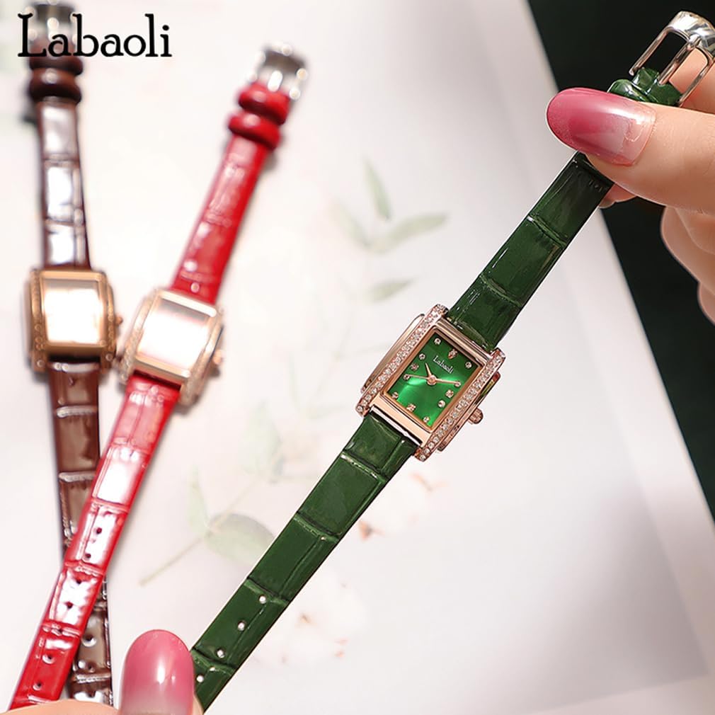 Watches for Women Diamond Square Leather Band Fashion Small Slim Light Dress Casual Simple Ladies Female Wife Girls Gifts Luxury Brown Wrist Watch - Image 7