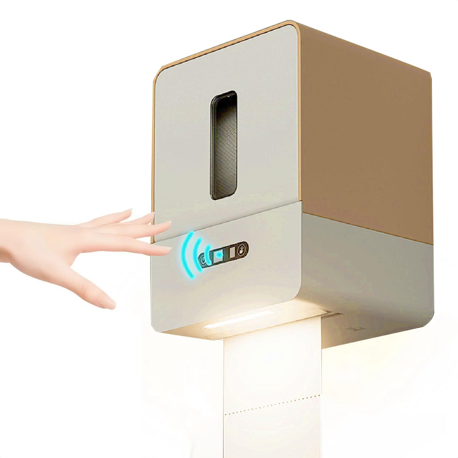 Dispenser Automatico di Asciugamani di Carta Senza, Portarotolo Intelligente per Montaggio a Parete, Dispenser Elettrico di Asciugamani di Carta con Luce Notturna per