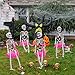 Libima 8 Pcs Halloween Skeleton Decorations Pink Flamingo Yard Ornaments Outdoor 16'' Decor with Posable Legs 17'' Statue Body Plastic Props for Garden Lawn (ZCO-Libima-740)