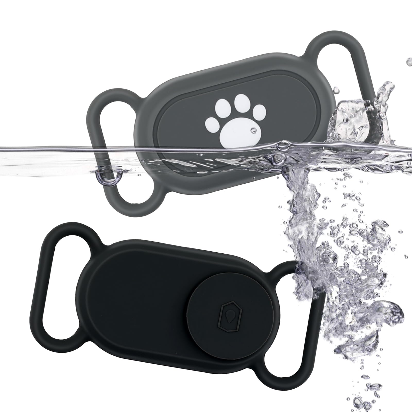2pcs Dog Collar Holder for Galaxy Smarttag2, Silicone Pet Collar Case Cover Cute Claw Style Waterproof Protective Case Cat Collar Holder Accessory for Samsung Smart Tag 2 (Black, Gray)-image-9