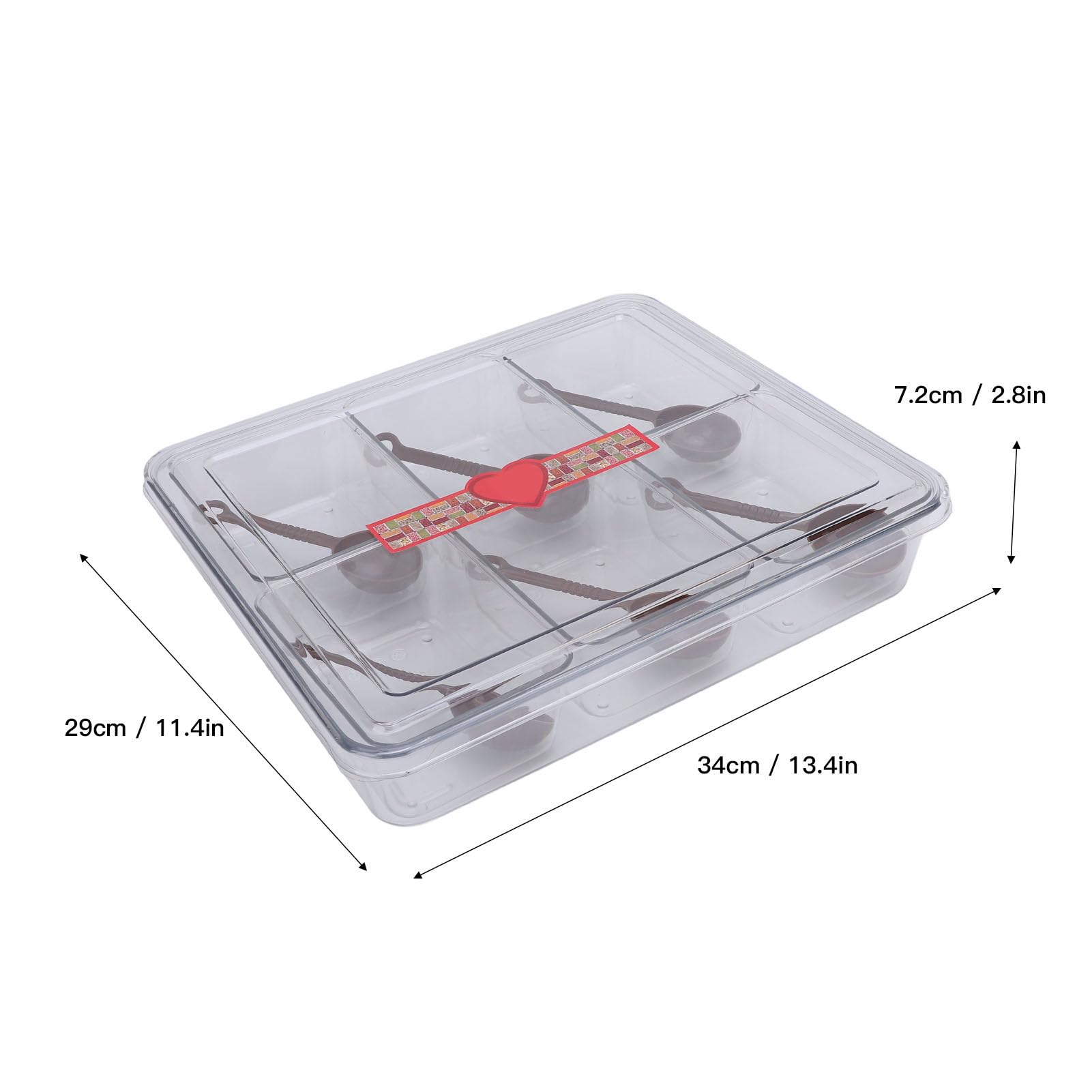 Bandeja para servir dividida con 6 cucharas, 6 compartimentos Caja de condimentos de gran capacidad para frutas Opciones de acero inoxidable y plástico disponibles (Plástica)