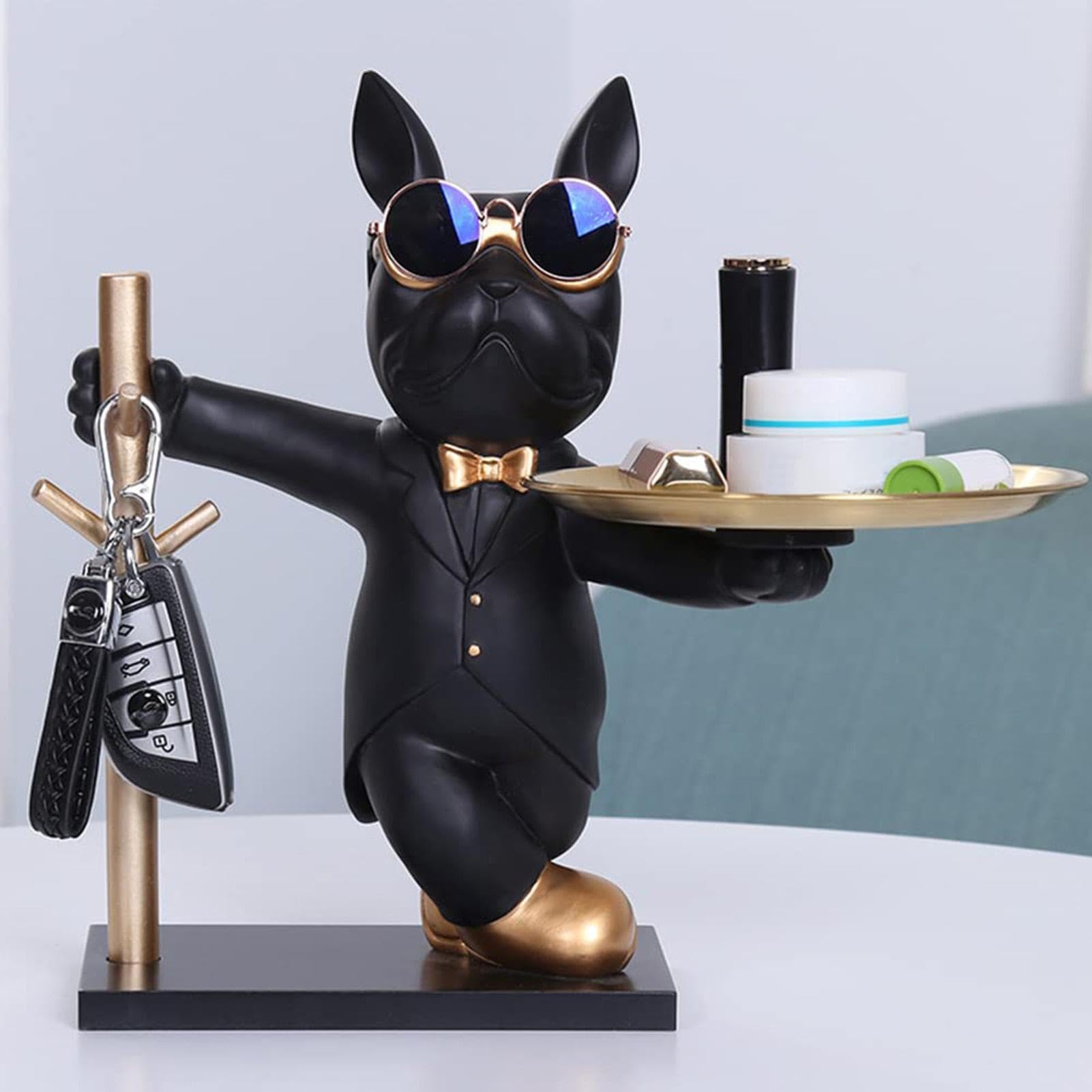 Vassoio Bulldog Francese Chiave di Stoccaggio Coole Figura Decorativa Statua