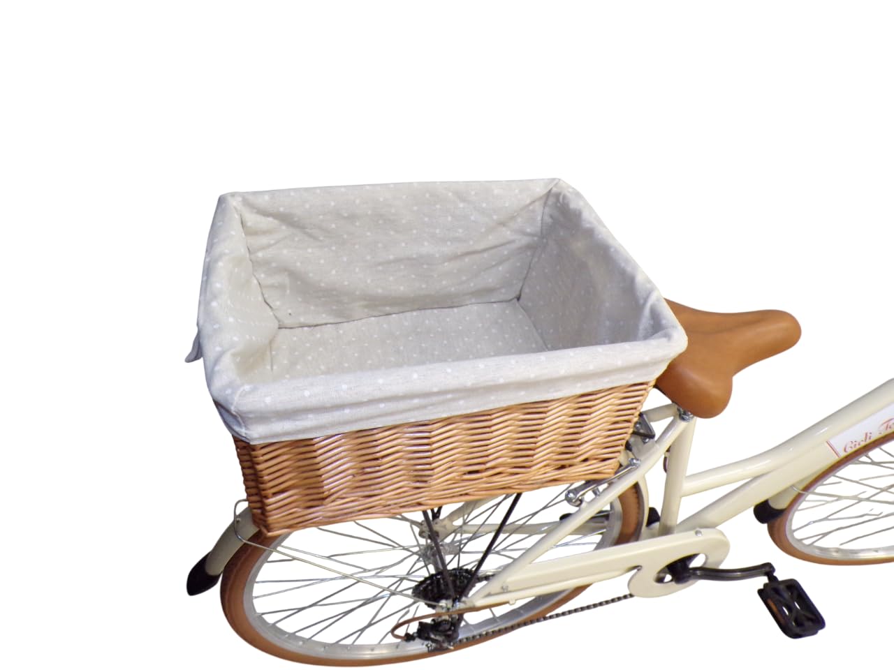 Bicicleta de paseo para mujer de 28 pulgadas con cambio vintage retro con cesta de mimbre delantera y trasera