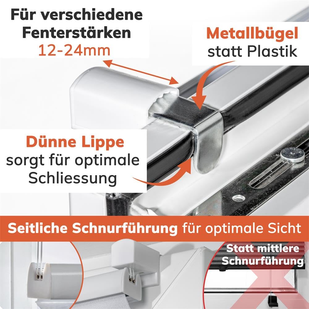 Plissee Klemmfix [Weiß, 120x140 cm] Verdunkelung für Fenster ohne Bohren | Faltrollo mit einfacher Montage/Bietet optimalen Lichtschutz und Privatsphäre, idealer Sonnenschutz für jedes Fenster