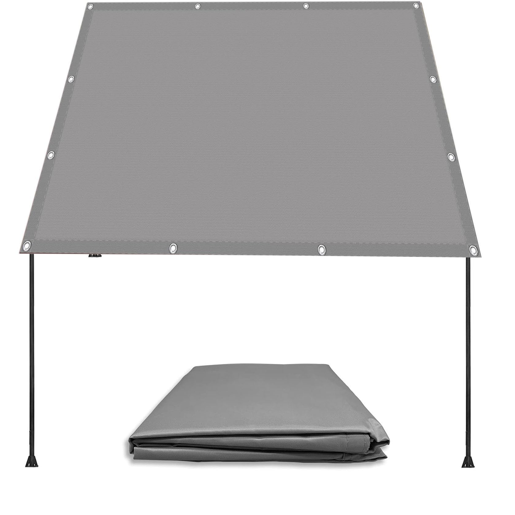 Voile d'ombrage rectangulaire 2.5x4m gris clair en toile résistante avec oeillets