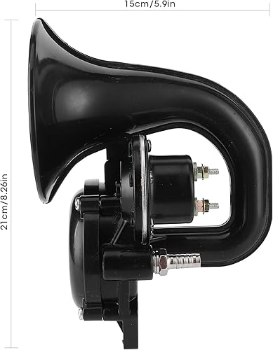 Miniatura 5 de Cuerno de caracol de 12 V24 V, bocina de caracol universal cuerno de caracol negro fanfare 1224 V 120dB trompeta de aire para coche, camión,