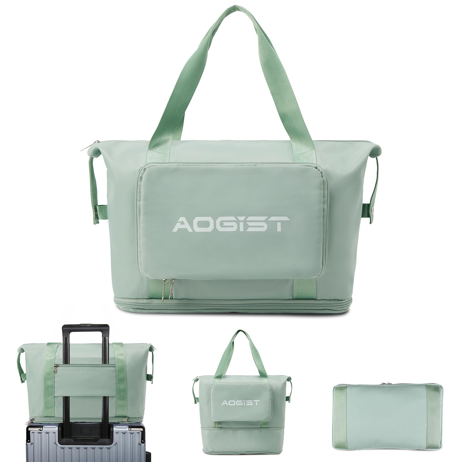 Weekender Bag for Women, Heavy Duty Travel Tote Bag Sports Gym Bag Foldable Carry On Bag Large Overnight Bag