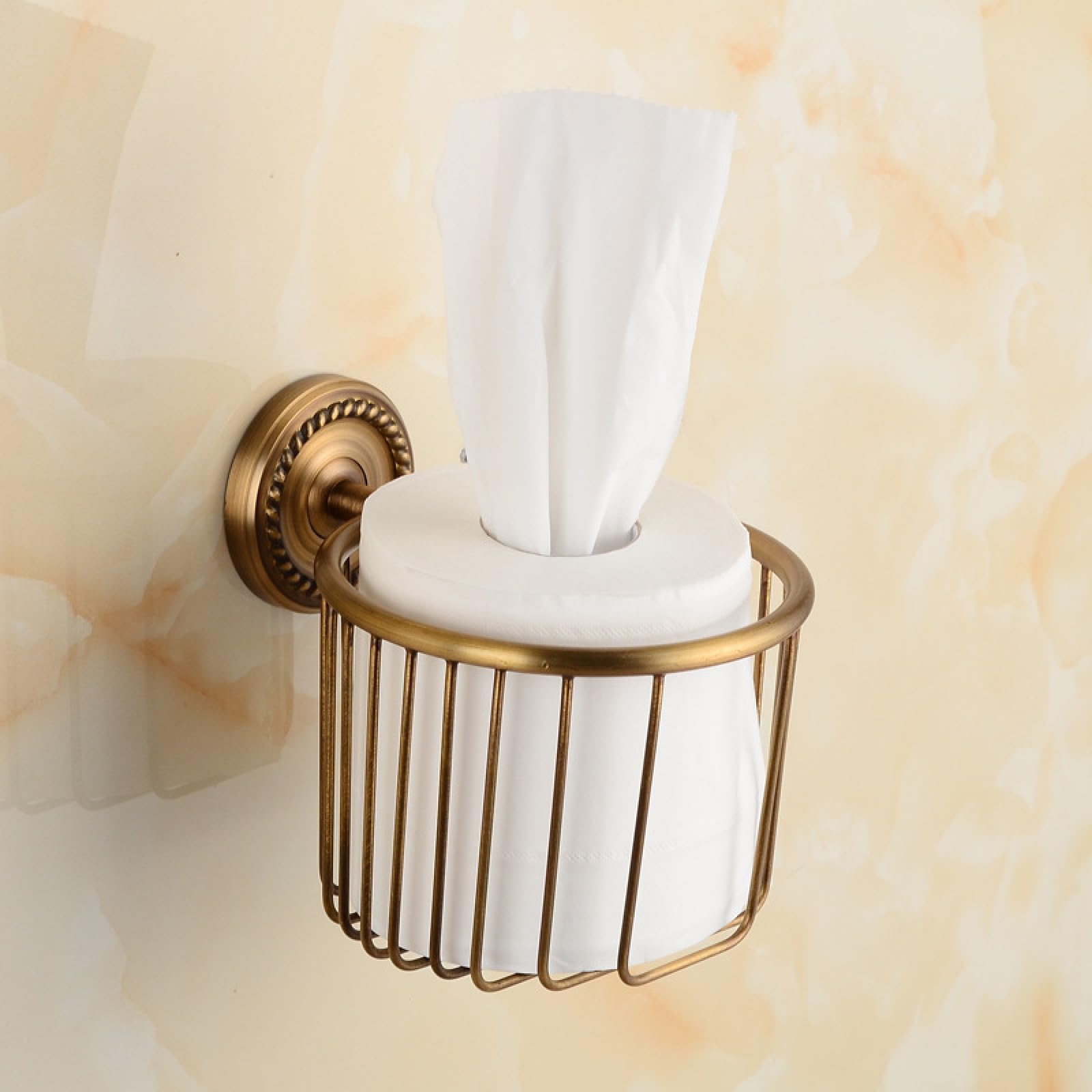 Bathroom All-Copper Antique Hardware Pendant Storage Rack And Tissue Basket