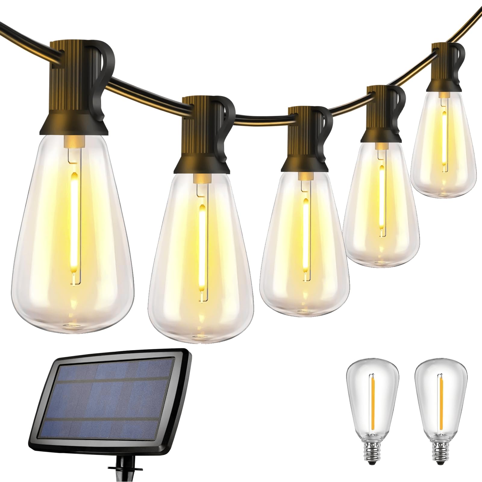 Guirnalda de Farolillos Solares para Exteriores, Luces Solares para Exteriores, Luces LED de Globo de 11 m, Impermeables, 8 Modos, Luces Solares de Jardín, para Jardín, Balcón, Patio, Fiesta