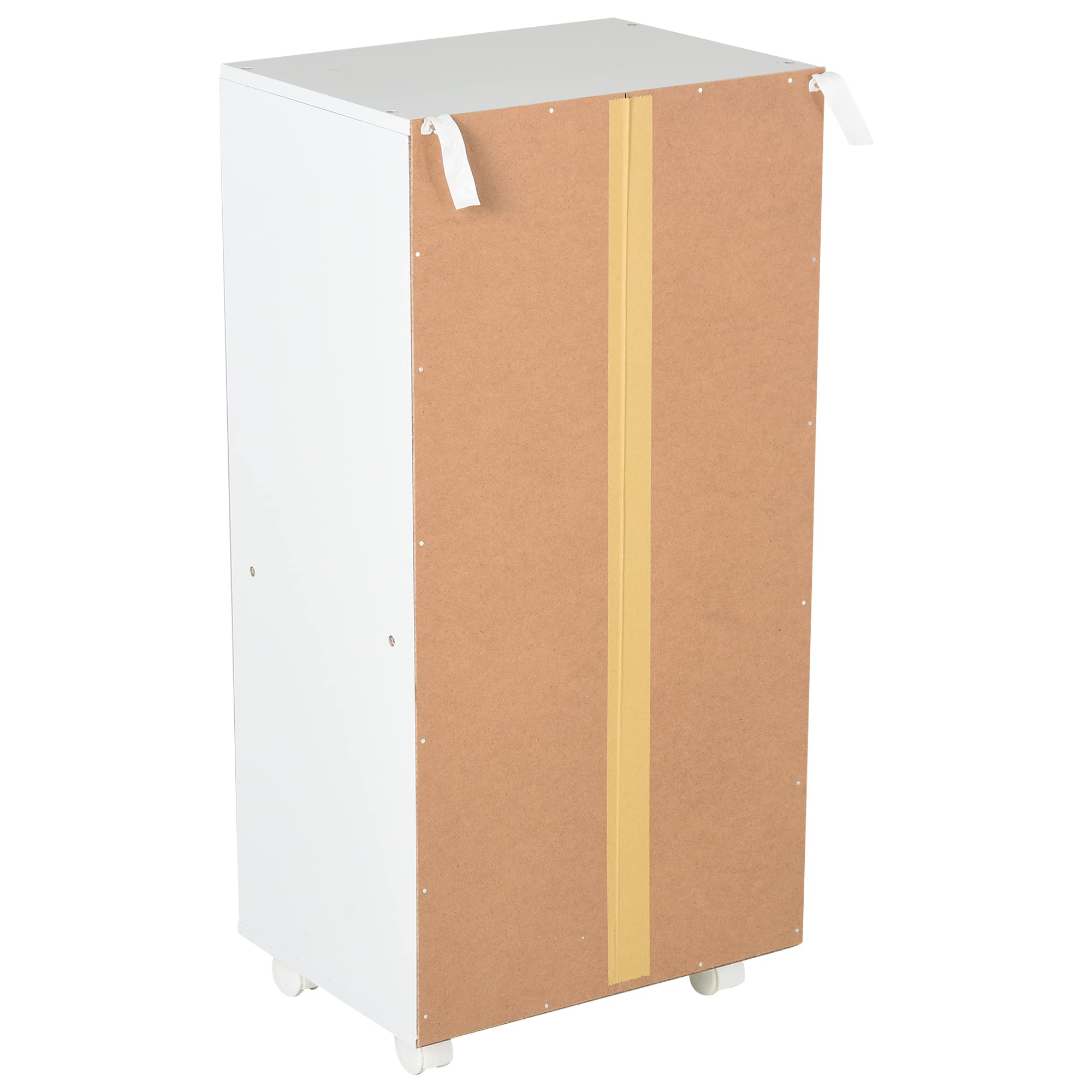 Vinsetto Commode de Bureau à Roulettes avec 3 Tiroirs et 4 Étagères Ouvertes - Bureau et Étude - Blanc - 40 x 30 x 83 cm