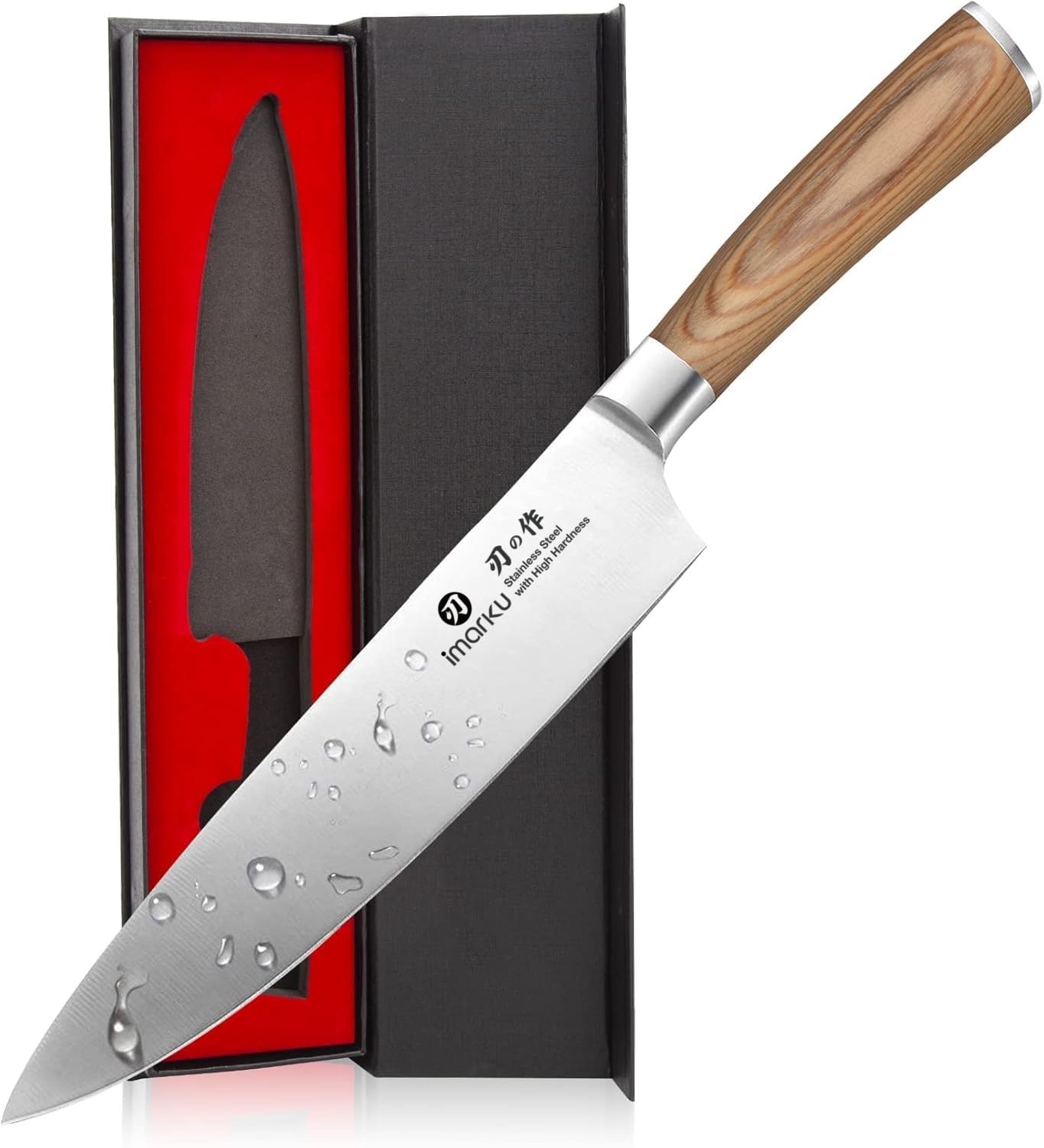 imarku 8 Inch Japanese SUS440A High Carbon Gyutou Chef Knife, Golden Handle